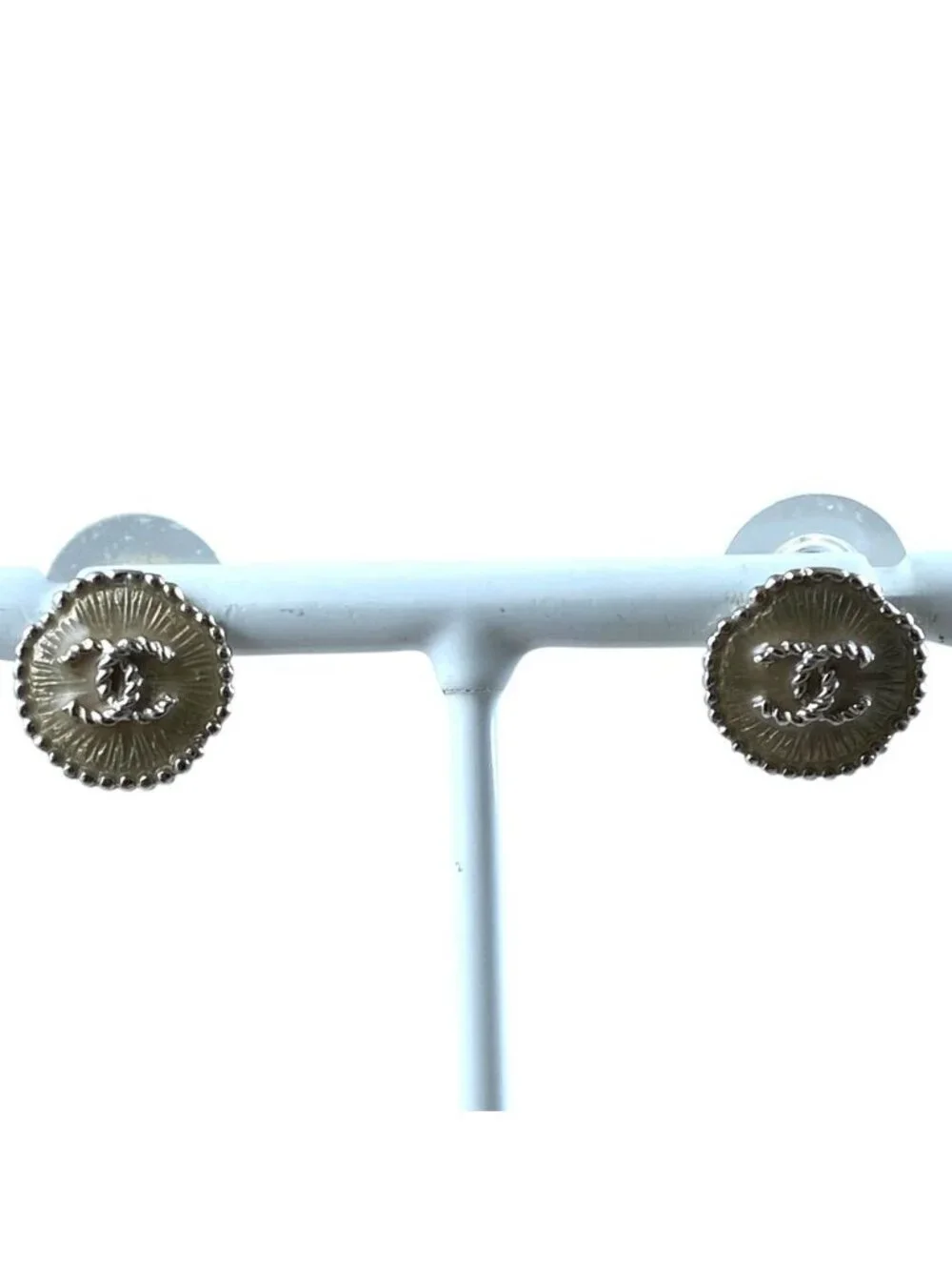 Chanel Earrings CC Logo Silver